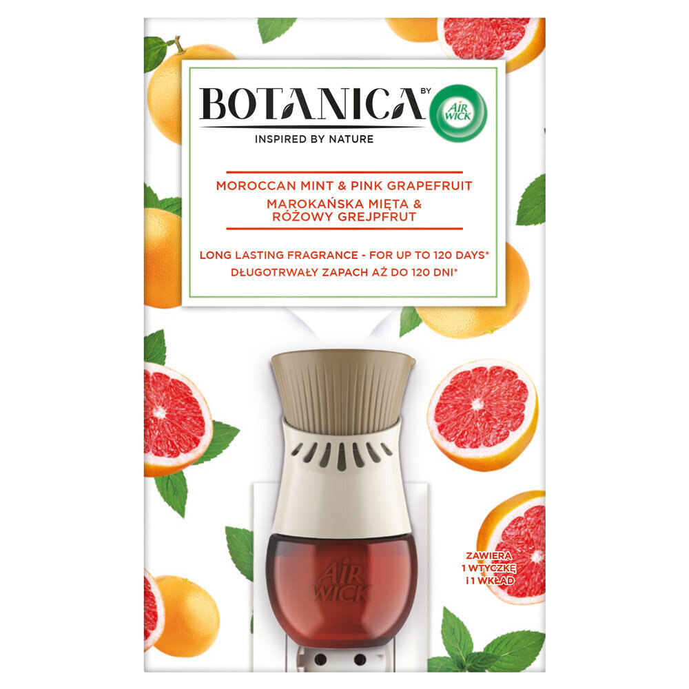 Air Wick Botanica elektrisks pieslēdzams gaisa atsvaidzinātājs ar Marokas piparmētru un rozā greipfrūta aromātu, pildviela, 19 ml цена и информация | Gaisa atsvaidzinātāji | 220.lv