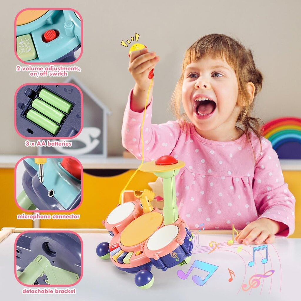Bērnu bungu komplekts 5 vienā Homcent ‎RJ28 cena un informācija | Attīstošās rotaļlietas | 220.lv