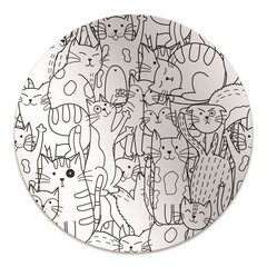 Apaļš aizsargājošs grīdas paklājs Decormat, Kaķi doodle stilā, 100 cm cena un informācija | Biroja krēsli | 220.lv