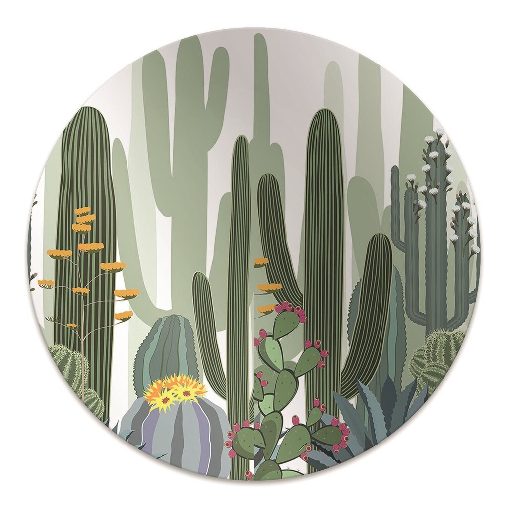 Apaļš aizsargājošs grīdas paklājs Decormat, Ziedoši kaktusi, 100 cm cena un informācija | Biroja krēsli | 220.lv