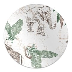 Apaļš aizsargājošs grīdas paklājs Decormat, Žirafes un ziloņi, 100 cm цена и информация | Офисные кресла | 220.lv