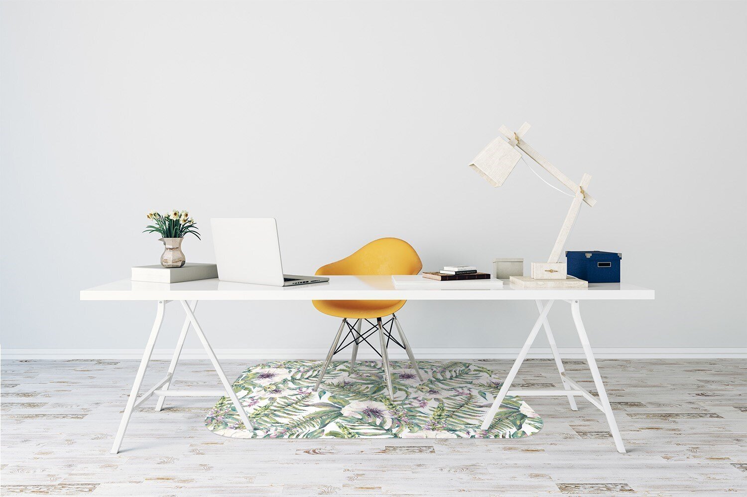 Aizsargājošs grīdas paklājs Decormat, Balti ziedi, 140x, 100 cm cena un informācija | Biroja krēsli | 220.lv