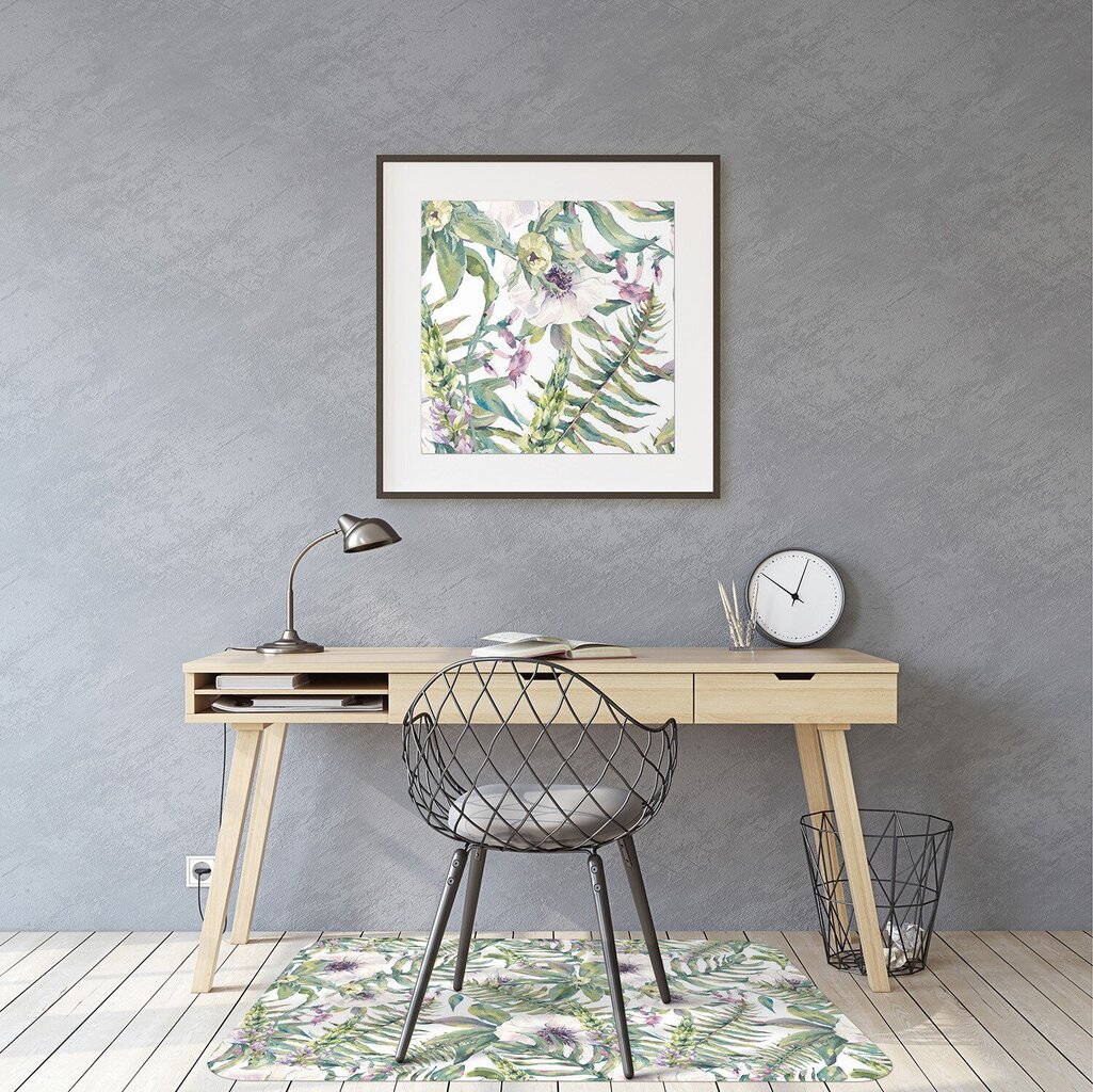 Aizsargājošs grīdas paklājs Decormat, Balti ziedi, 140x, 100 cm цена и информация | Biroja krēsli | 220.lv