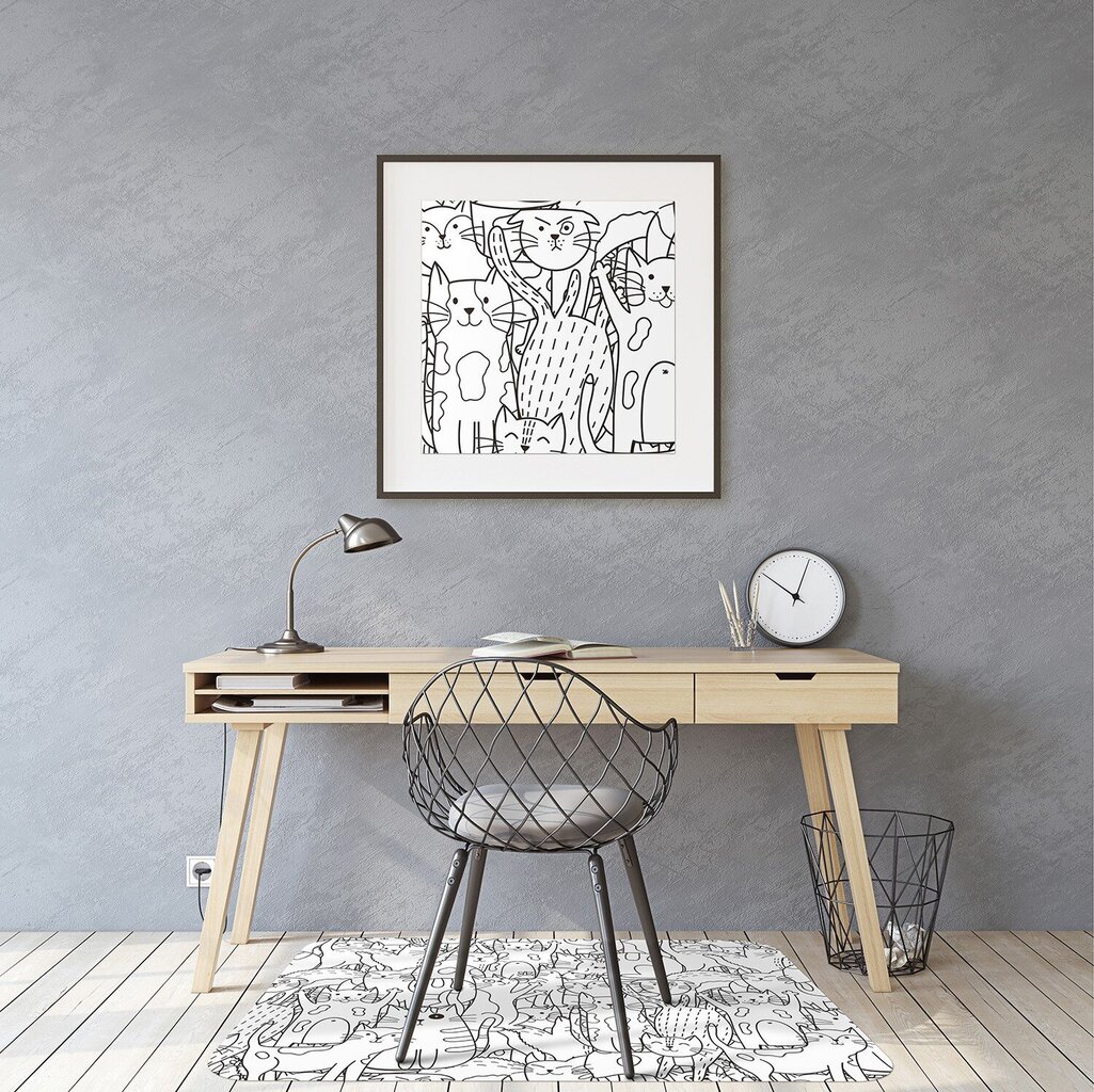 Aizsargājošs grīdas paklājs Decormat, Kaķi doodle stilā, 140x, 100 cm cena un informācija | Biroja krēsli | 220.lv