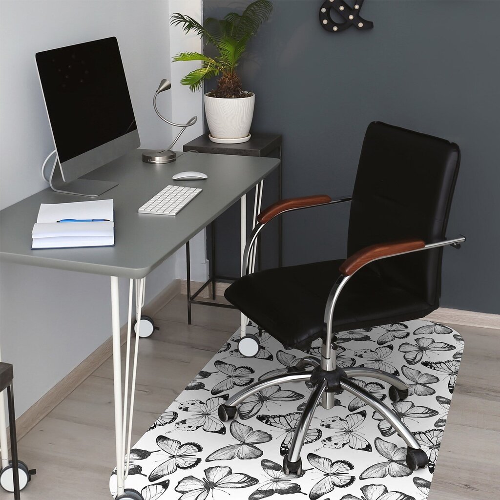 Aizsargājošs grīdas paklājs Decormat, Melnbalts tauriņš, 100x70 cm cena un informācija | Biroja krēsli | 220.lv