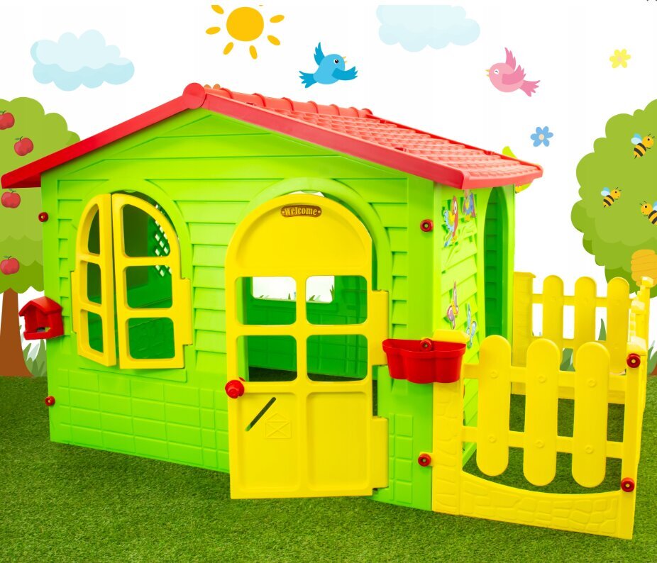Bērnu rotaļu namiņš Mochtoys, zaļa, 118x127x190 cm цена и информация | Bērnu rotaļu laukumi, mājiņas | 220.lv