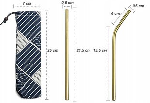 Многоразовые стальные металлические соломинки 8 шт., золото цена и информация | Кухонные принадлежности | 220.lv
