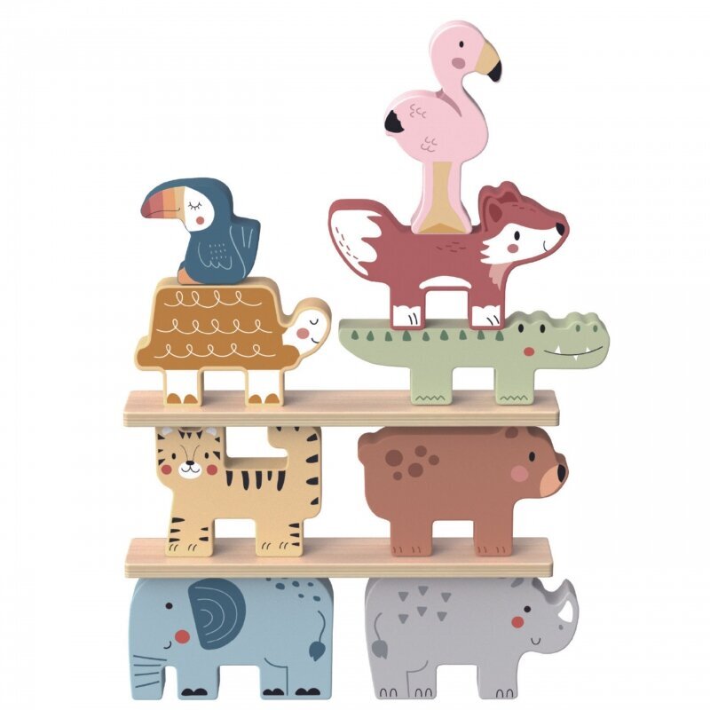 Koka Montessori dzīvnieku puzle Tooky Toy, 9 gab. cena un informācija | Rotaļlietas zīdaiņiem | 220.lv