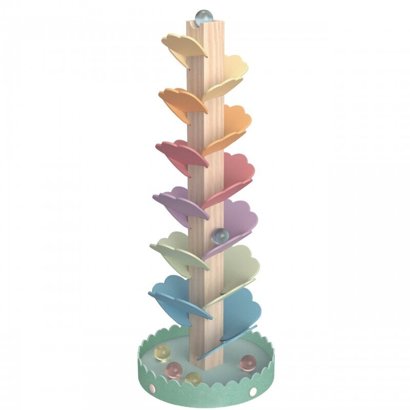 Koka krāsainu rotējošu bumbiņu tornis Tooky Toy cena un informācija | Attīstošās rotaļlietas | 220.lv