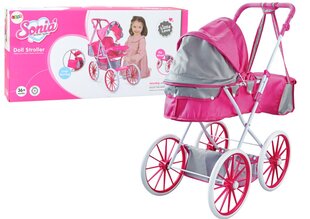 Leļļu ratiņi ar grozu Lean Toys, rozā cena un informācija | Rotaļlietas meitenēm | 220.lv