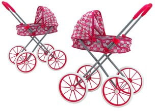 Leļļu ratiņi ar lieliem riteņiem, rozā cena un informācija | Rotaļlietas meitenēm | 220.lv