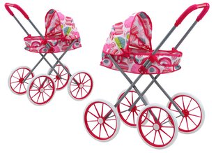 Leļļu ratiņi ar lieliem riteņiem, rozā krāsā cena un informācija | Rotaļlietas meitenēm | 220.lv