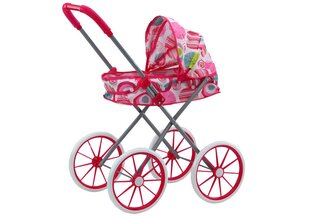 Leļļu ratiņi ar lieliem riteņiem, rozā krāsā cena un informācija | Rotaļlietas meitenēm | 220.lv