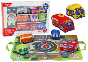 Mīksts rotaļu paklājiņš ar mašīnām, 9 gab. cena un informācija | Rotaļlietas zīdaiņiem | 220.lv