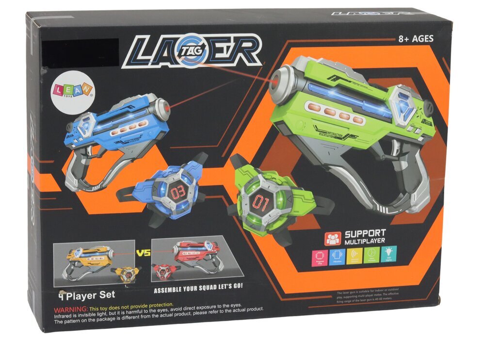 Lāzera ieroču komplekts Lean Toys, dažādu krāsu, 4 gab. цена и информация | Rotaļlietas zēniem | 220.lv