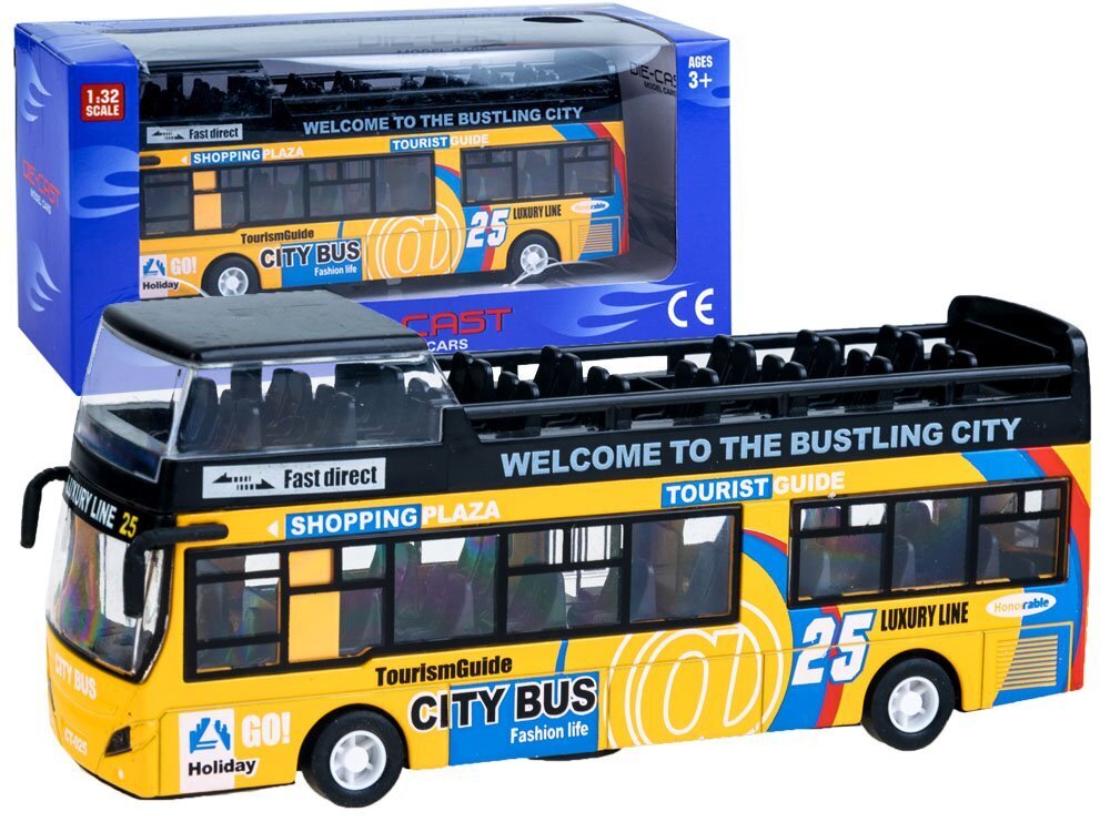 Divstāvu autobuss ar skaņas un gaismas efektiem Die-Cast Model, dzeltens cena un informācija | Rotaļlietas zēniem | 220.lv