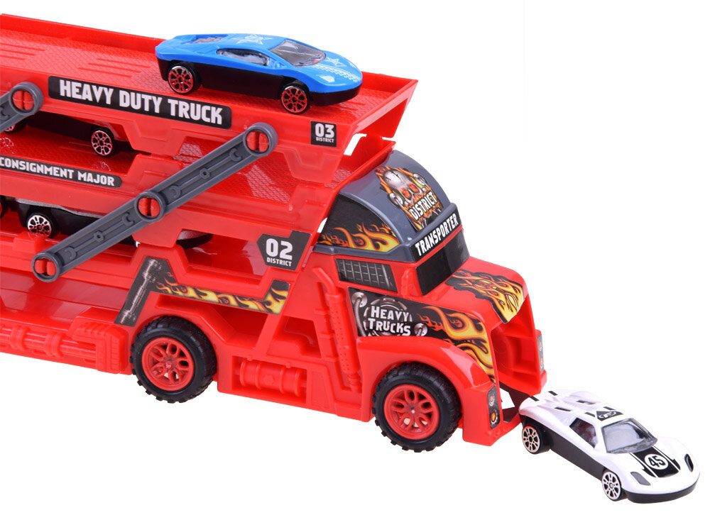 Rotaļlietu kravas automašīna ar 6 automašīnām Die-Cast, dažādu krāsu цена и информация | Rotaļlietas zēniem | 220.lv