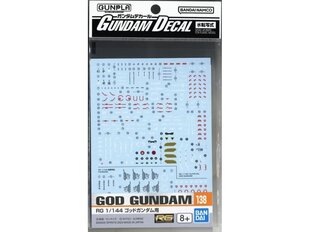 Bandai - Gundam Decal No.138 for RG God Gundam, 1/144, 65086 цена и информация | Аппликации, декорации, наклейки | 220.lv