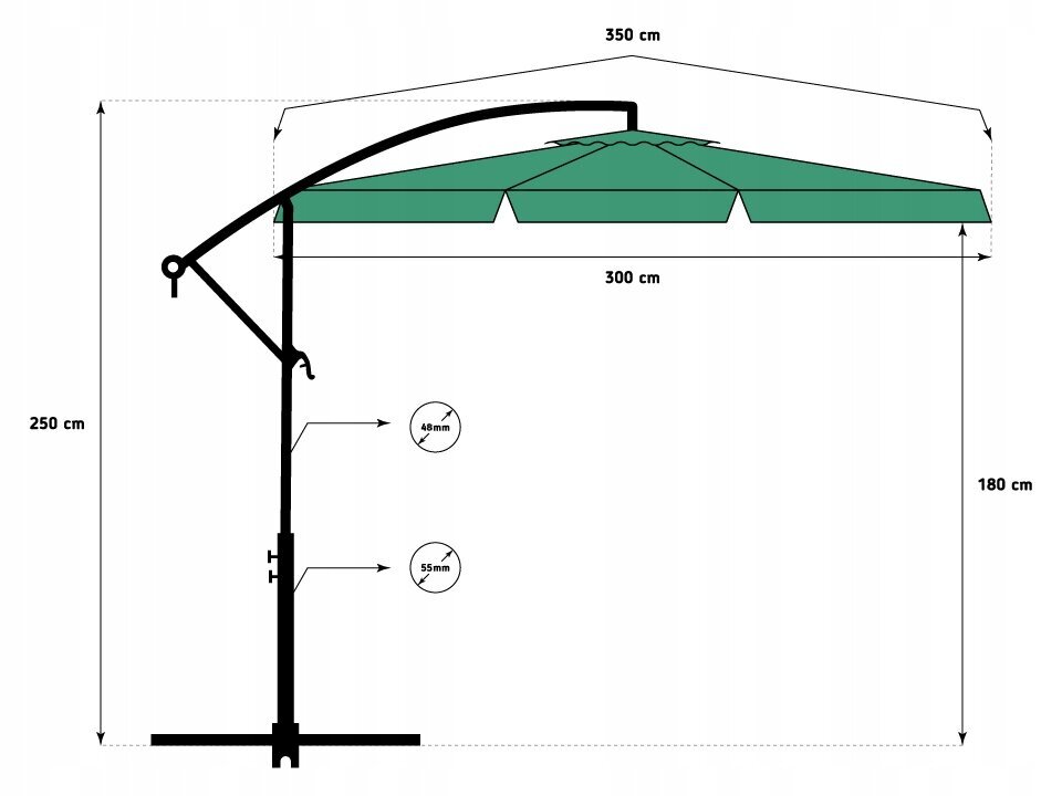 Āra lietussargs Funfit Garden, zaļš, 300 cm цена и информация | Saulessargi, markīzes un statīvi | 220.lv