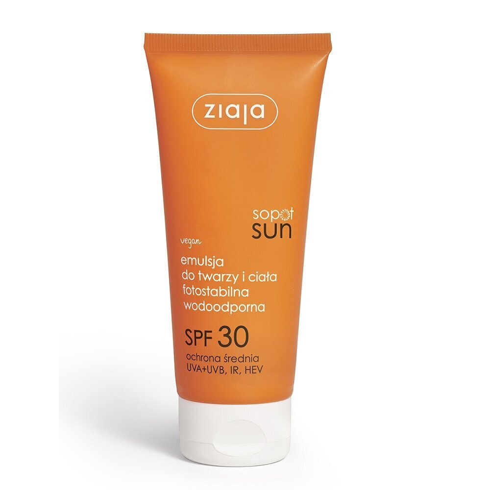 Suļošanās emulsija Ziaja Sopot Sun SPF30, 100 ml цена и информация | Sauļošanās krēmi | 220.lv