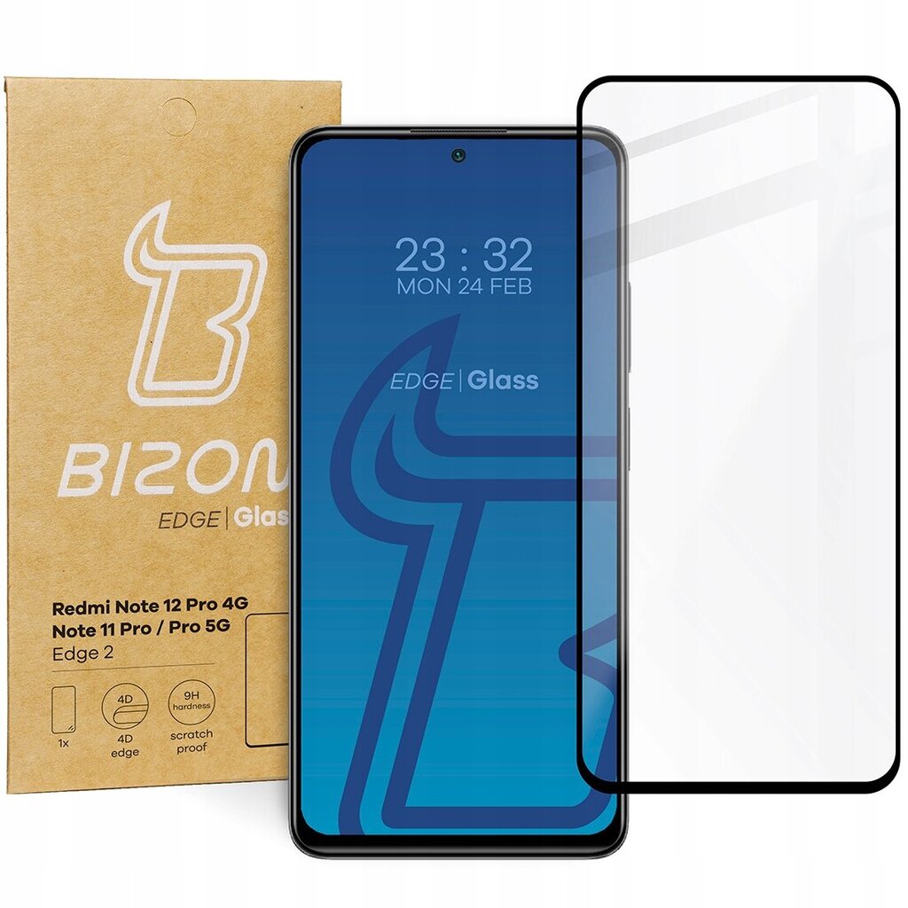 Rūdīts stikls Bizon Glass Edge 2 Xiaomi Redmi Note 12 Pro 4G/11 Pro 4G/5G melns цена и информация | Ekrāna aizsargstikli | 220.lv