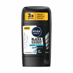 Антиперспирант Nivea Men Black &amp; White Invisible Fresh для мужчин, 50 мл цена и информация | Дезодоранты | 220.lv