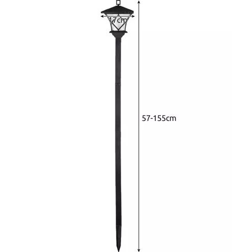 Regulējama augstuma dārza LED lampa 57-155 cm, melna cena un informācija | Āra apgaismojums | 220.lv