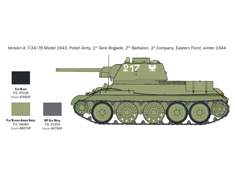 Konstruktors Italeri - T-34/76 Model 1943, 1/72, 7078 цена и информация | Konstruktori | 220.lv
