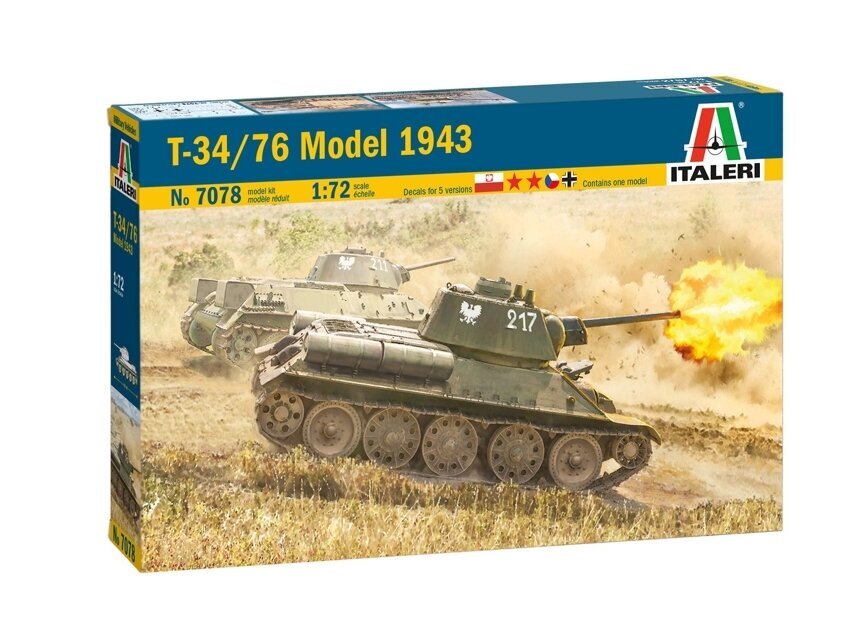 Konstruktors Italeri - T-34/76 Model 1943, 1/72, 7078 цена и информация | Konstruktori | 220.lv