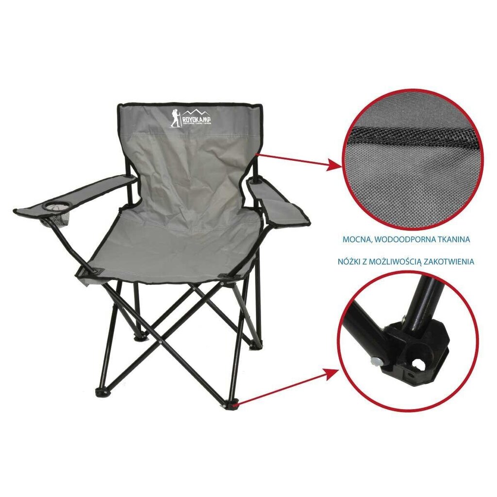 Saliekamais krēsls Enero Camp, 50x50x80cm, pelēks cena un informācija |  Tūrisma mēbeles | 220.lv
