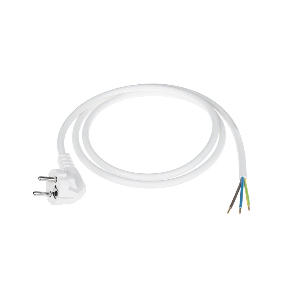 Strāvas kabelis 3x1,5 mm, 3 m, ar leņķa kontaktdakšu, balts cena un informācija | Kabeļi un vadi | 220.lv