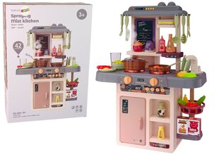 Virtuve ar aksesuāriem un gaismas efektiem LeanToys, rozā, 63 cm x 45,5 cm x 22 cm cena un informācija | Rotaļlietas meitenēm | 220.lv