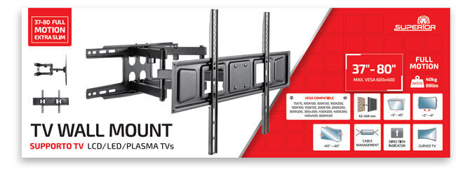 Superior Electronics Full Motion Extra Slim 37-70'' цена и информация | TV kronšteini | 220.lv