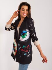 черный элегантный пиджак с окантовкой цена и информация | Женские пиджаки | 220.lv