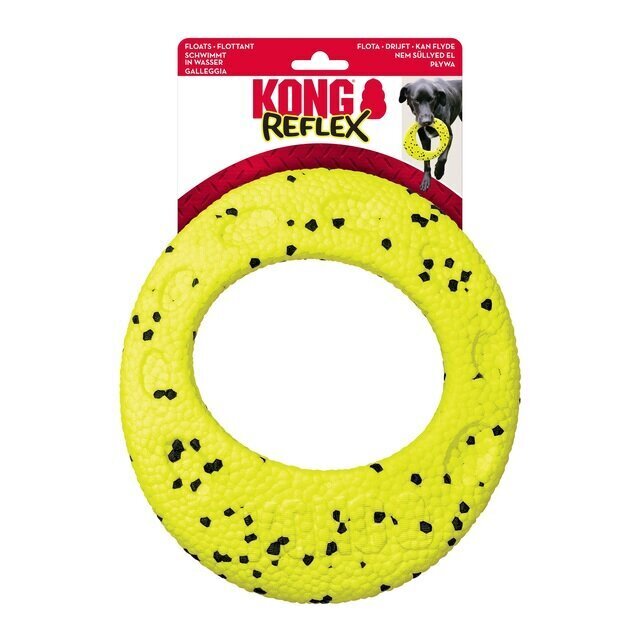 Rotaļlieta suņiem Lidojošais gredzens Kong Reflex, dzeltens, 24.7x21.5x1.9 cm цена и информация | Suņu rotaļlietas | 220.lv