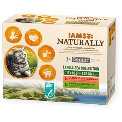 IAMS Naturally komplekts vecākiem kaķiem, 12x85 g cena un informācija | Konservi kaķiem | 220.lv