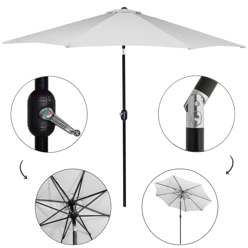 Dārza lietussargs GU0020, balts cena un informācija | Saulessargi, markīzes un statīvi | 220.lv