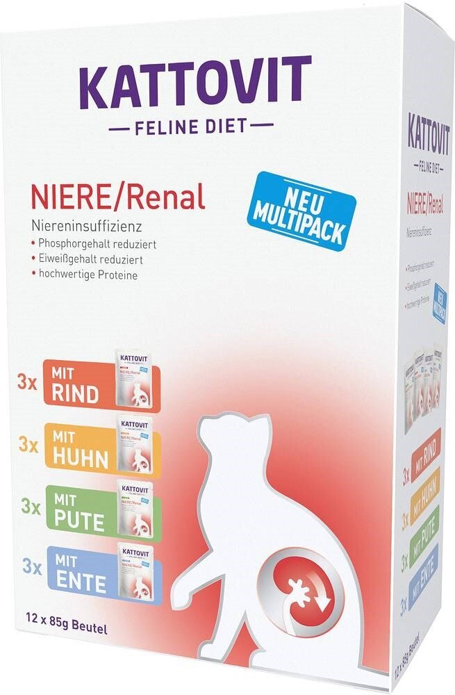 Kattovit Feline Diet Niere/Renal komplekts pieaugušiem kaķiem, 12x85 g цена и информация | Konservi kaķiem | 220.lv