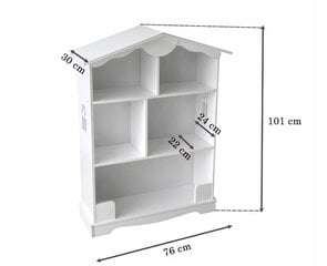Книжный шкаф в форме домика, белый цена и информация | Полки для книг и игрушек | 220.lv