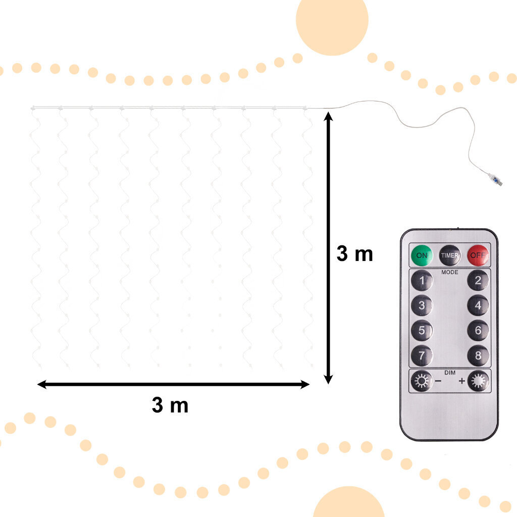 Ziemassvētku virtene, 300 LED, 3 gadi цена и информация | Ziemassvētku lampiņas, LED virtenes | 220.lv