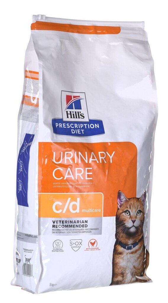 Hill's Prescription Diet Feline c/d Urinary Care pieaugušiem kaķiem, ar vistu, 8 kg цена и информация | Sausā barība kaķiem | 220.lv