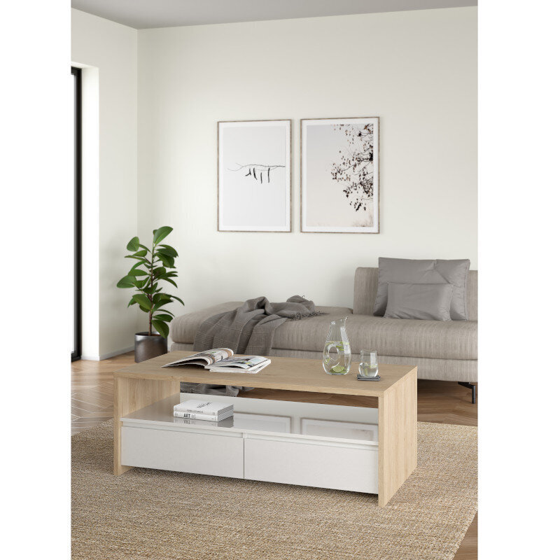 Kafijas galdiņš Aatrium Next, 120x60 cm, balts/brūns cena un informācija | Žurnālgaldiņi | 220.lv