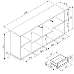 Kumode Aatrium Flores, 180x40x87 cm, balta cena un informācija | Kumodes | 220.lv