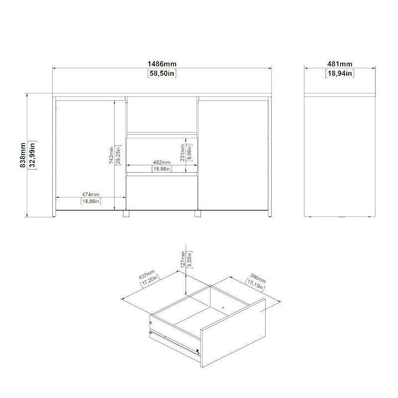 Kumode Aatrium Next, 149x48x84 cm, balta/brūna cena un informācija | Kumodes | 220.lv