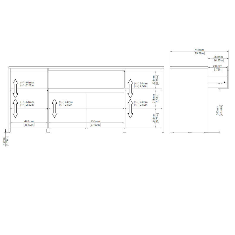 Kumode Aatrium Next, 197x48x84 cm, balta/brūna cena un informācija | Kumodes | 220.lv