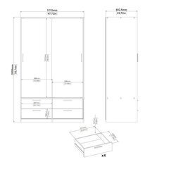 Шкаф Aatrium Line, 121x60x200 см, белый цена и информация | Шкафы | 220.lv