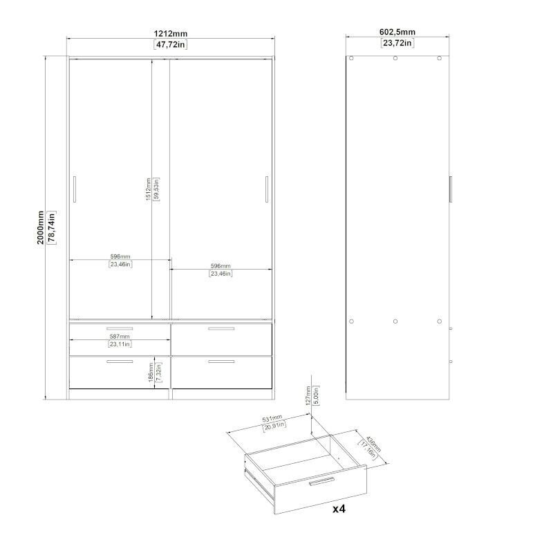 Skapis Aatrium Line, 121x60x200 cm, balts cena un informācija | Skapji | 220.lv