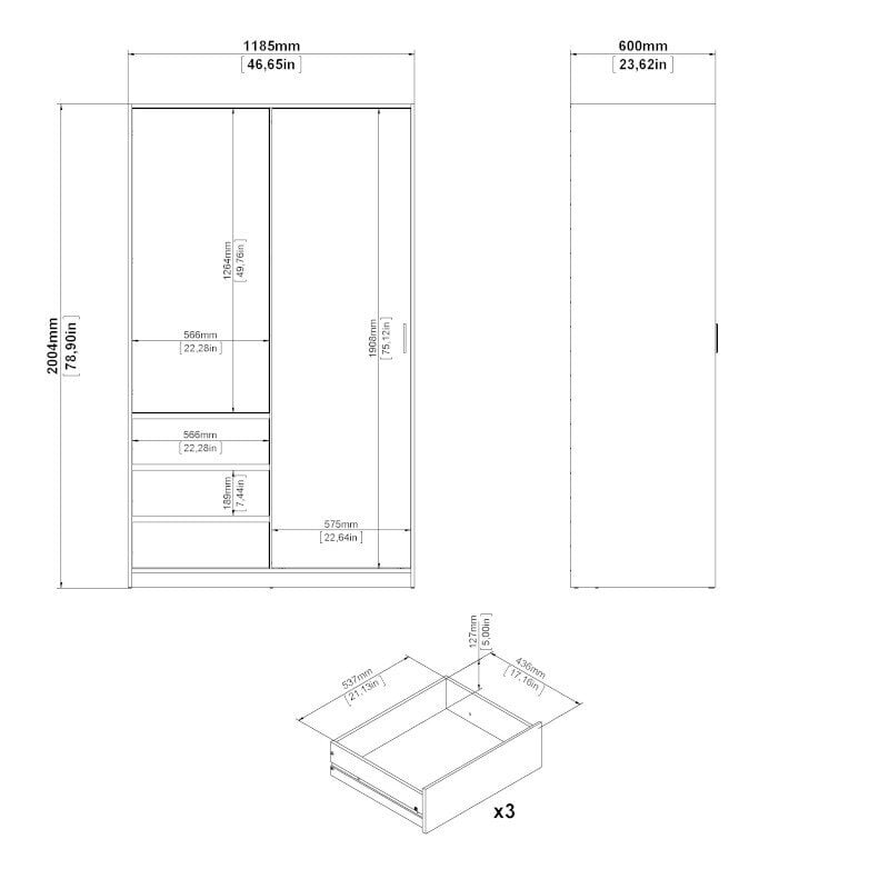 Skapis Aatrium Naia, 118x60x200 cm, balts цена и информация | Skapji | 220.lv