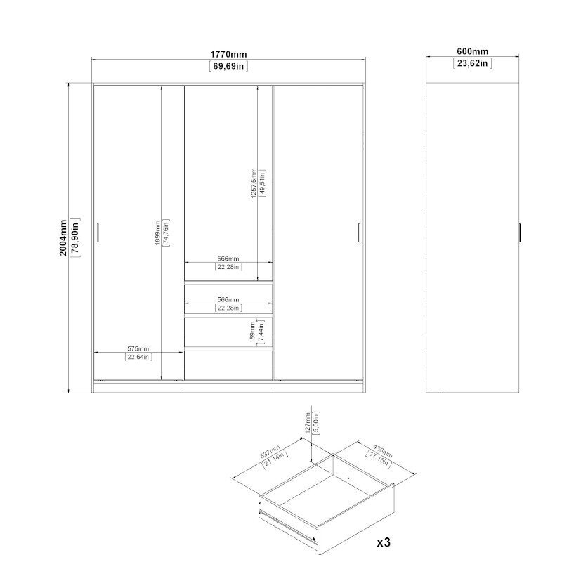 Skapis Aatrium Naia, 177x60x200 cm, balts cena un informācija | Skapji | 220.lv