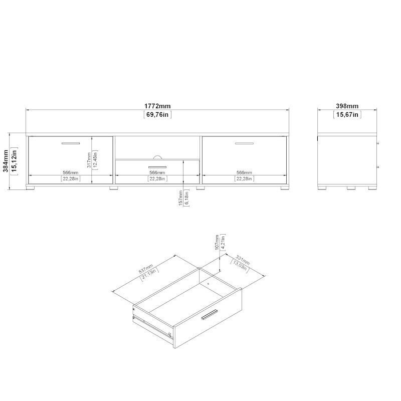 TV galdiņš Aatrium Media, 177,2x39x38 cm, balts cena un informācija | TV galdiņi | 220.lv